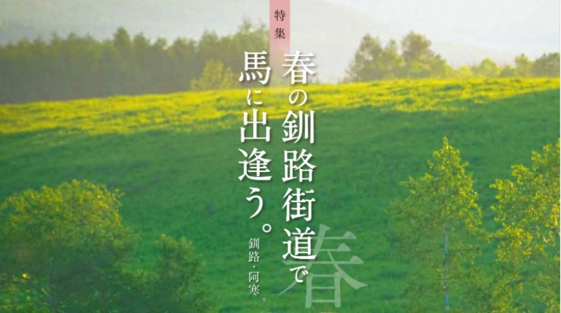 春の釧路街道で馬に出逢う。