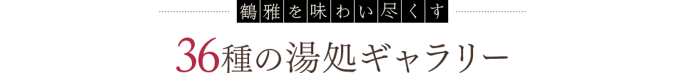 鶴雅を味わい尽くす 36種の湯処ギャラリー