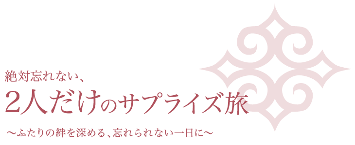 絶対忘れない、2人だけのサプライズ旅〜ふたりの絆を深める、忘れられない一日に〜